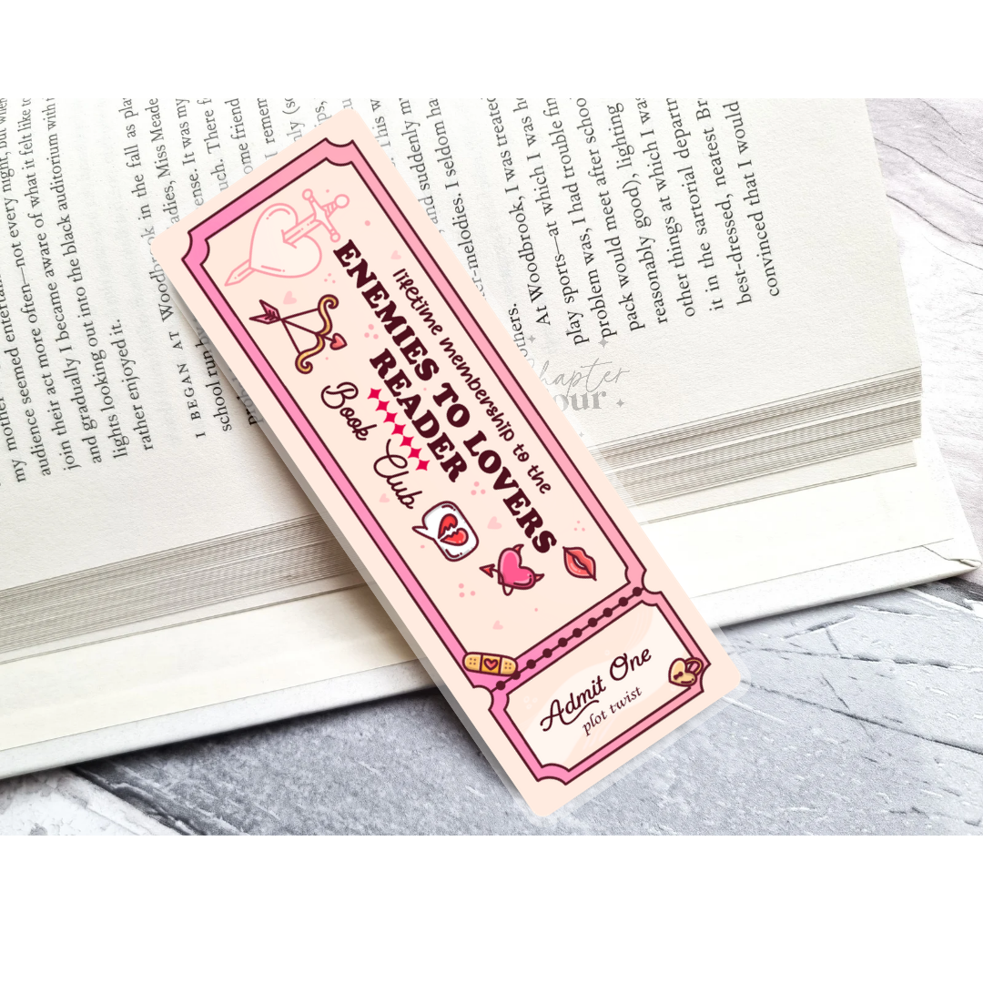 Enemies To Lovers Book Club Ticket Bookmark