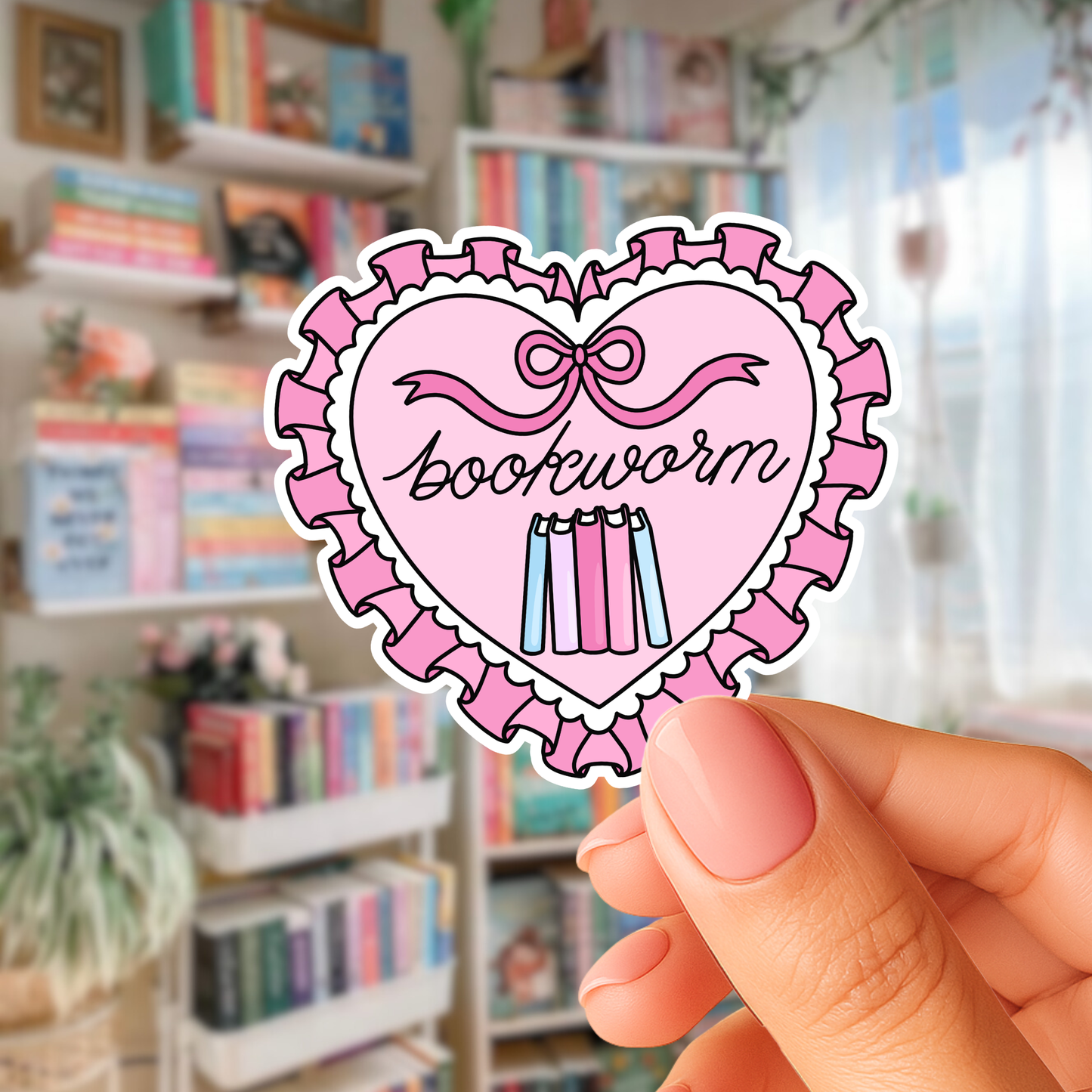 Bookworm Heart Sticker