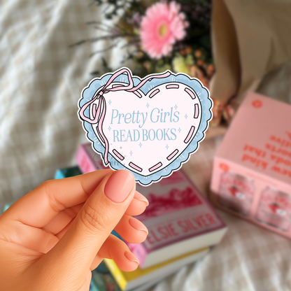 Pretty Girls Read Books Heart Sticker
