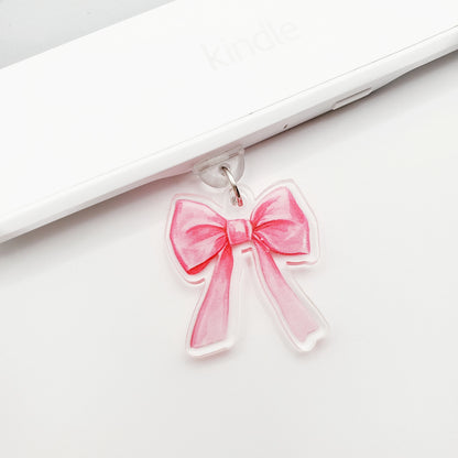Pink Bow Double-Sided Dust Plug Charm