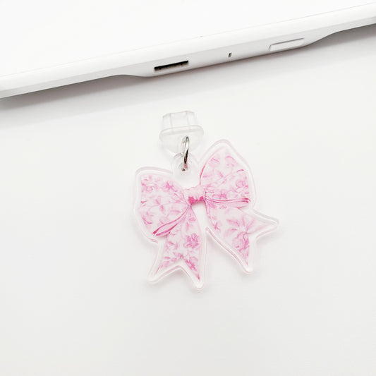 Pink Bloom Bow Dust Plug Charm