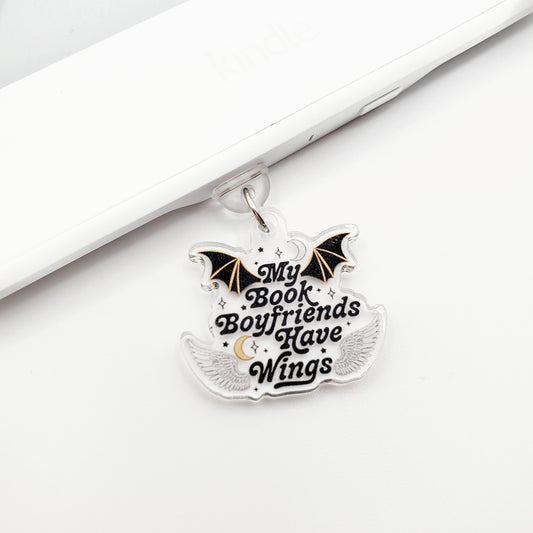 My Book Boyfriends Have Wings Dust Plug Charm