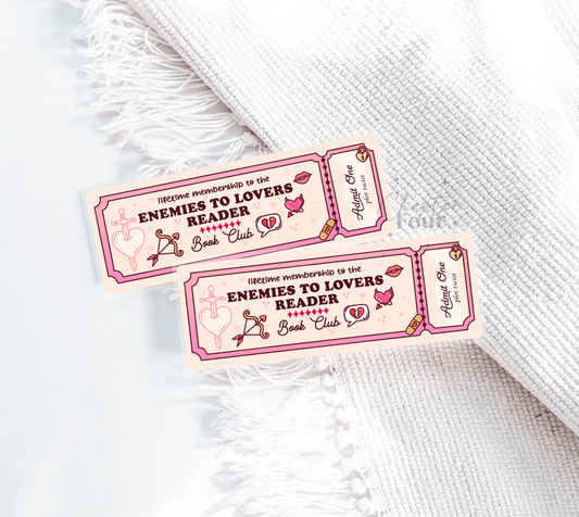 Enemies To Lovers Book Club Ticket Bookmark
