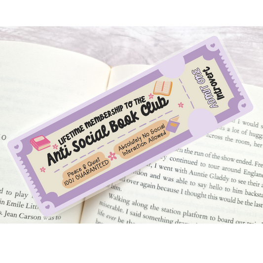 Anti Social Book Club Bookmark